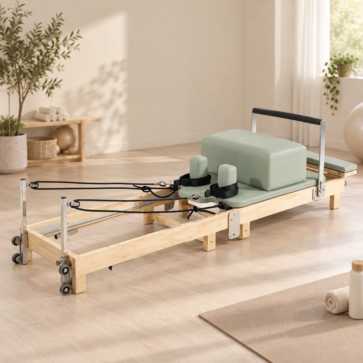 Reformer de Pilates Dobrável Lux Pro — Estrutura em Madeira